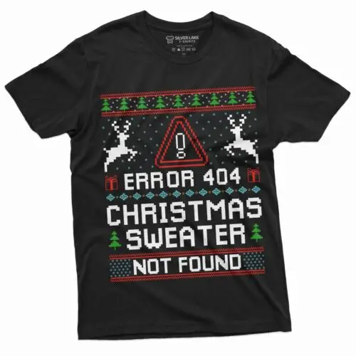 Christmas Ugly Sweater T-shirt Funny Programmer Error 404 sweater not found tee