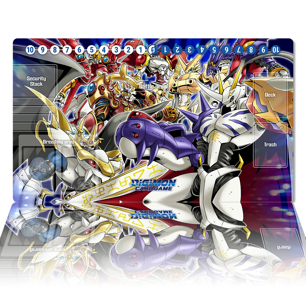 Digimon Playmat Omnimon OmniShoutmon Dukemon Board Game TCG CCG Trading Card Game Mat Anime Mouse Pad Rubber Desk Mat & Free Bag