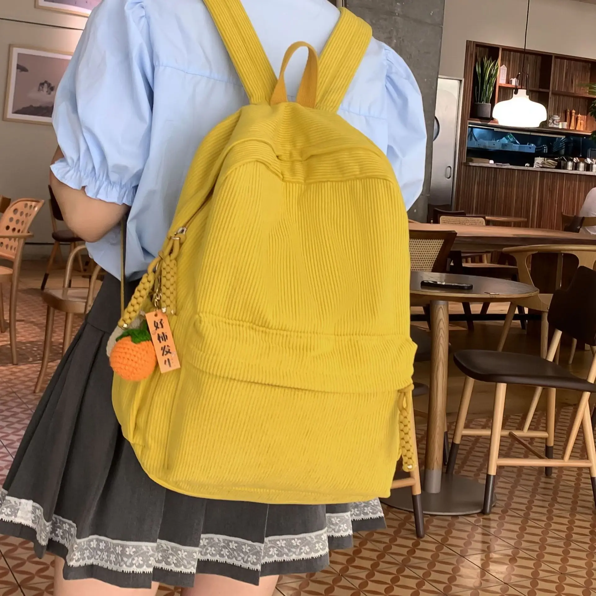 

2025 New Corduroy Bapa for Women Casual Korean Sle Large Capaci Dual oulder Bag School Bag Leisure ex