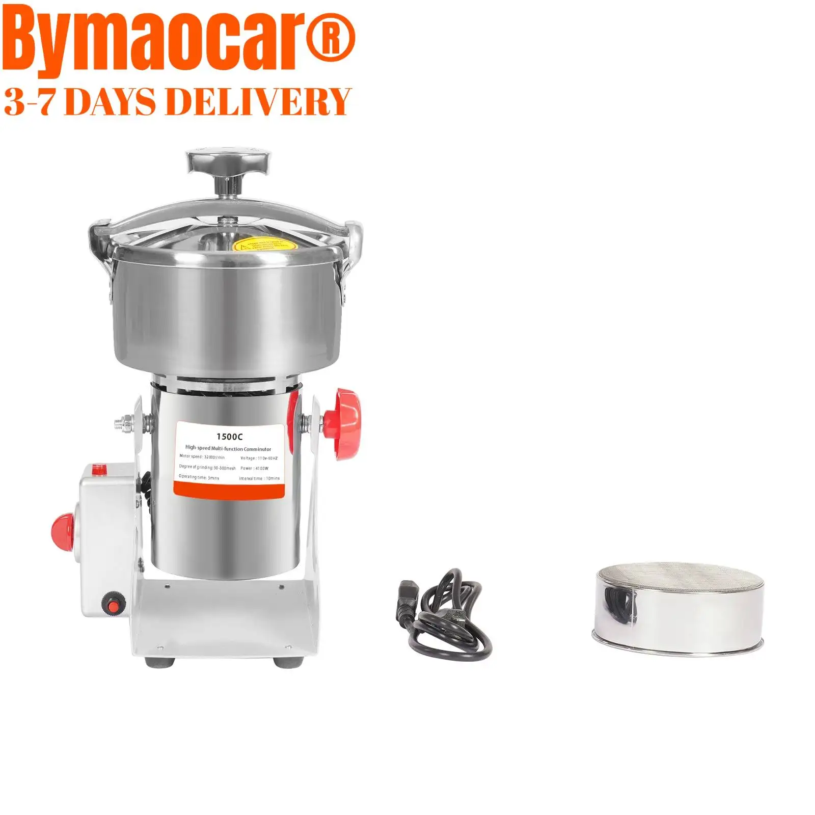 Elektryczny młynek do zboża 1500g z funkcją timera, 4100W, szybki, komercyjny pulverizer do suchych ziół, zboża, przypraw, kawy i nasion.