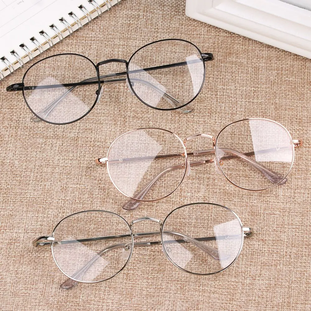 

Women Men Metal Portable Oversized Eyeglasses Frame Round Glasses Optical Glasses Spectacles