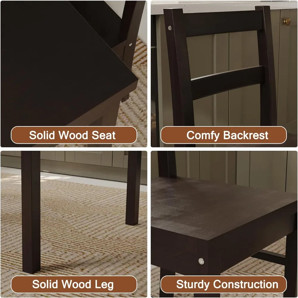 Nowoczesny prostokątny zestaw stołowy z litego drewna z 4 krzesłami do użytku w kuchni, barze, salonie