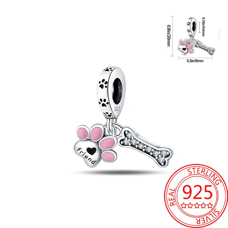 

Оригинальные подвески из стерлингового серебра 925, роскошные бусины с когтями домашних животных, подходят для браслета, сделай сам, для женщин, нежный подарок, ювелирные изделия