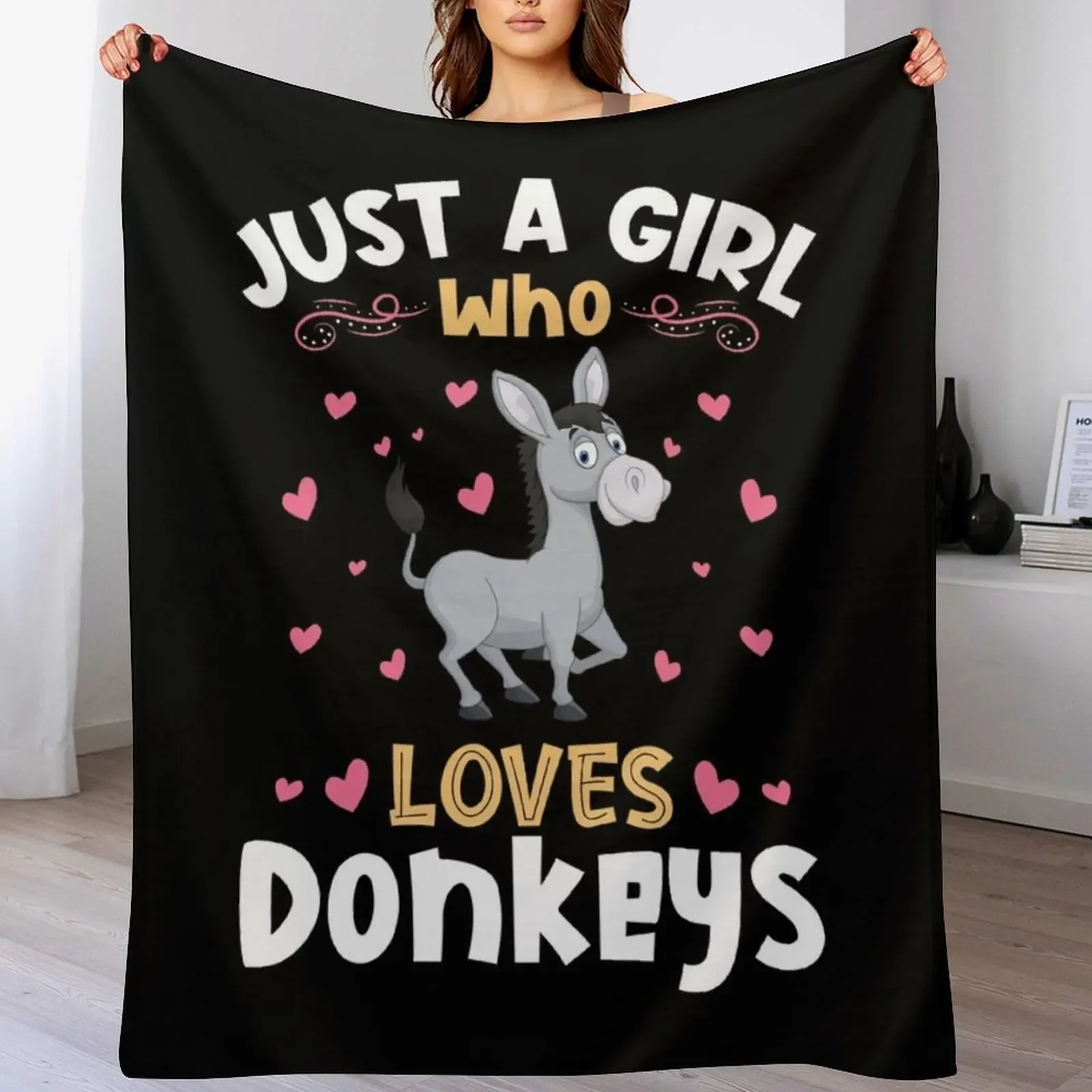 

Just a Girl who Loves Donkeys Gift Throw Blanket Plush Beach Decorative Sofa Hairy Blankets