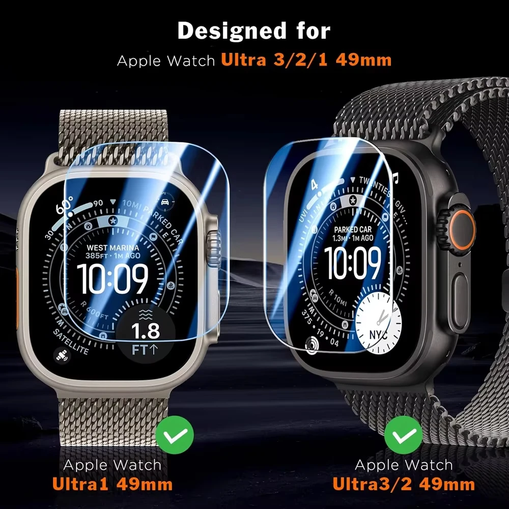 Screen Protector For Apple Watch Ultra 3 49mm Accessories Anti-Scratch Waterproof Tempered Glass HD Full Film iWatch Ultra2 49mm