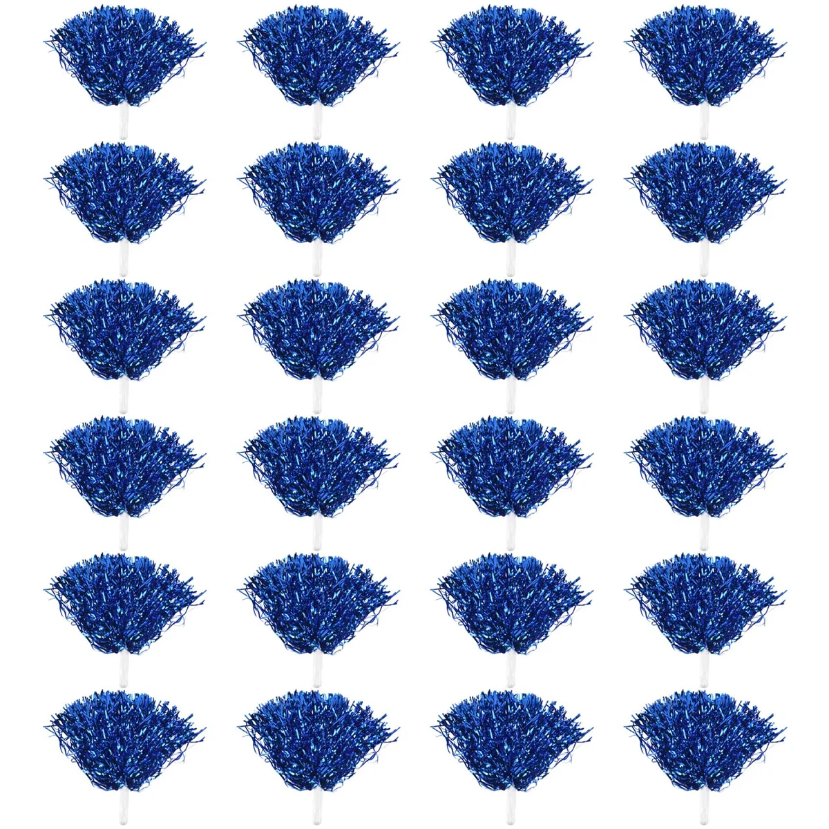 24Pcs Cheerleading Pom Poms Metallic Foil Cheer Poms z plastikowym uchwytem dla dorosłych dzieci Cheerleaders Party Blue