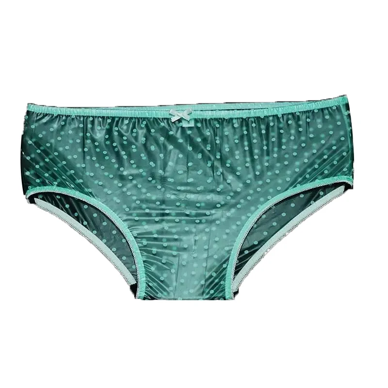 

Sexy See Through PVC Plastic Men's Briefs Bra Bikini Women Soft Light Green Polka Dot Mid Waist Couple Erotic Lingerie