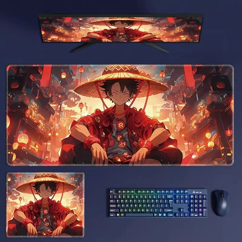 Übergroßes Anime Luffy Roronoa Zoro Büro-Computer-Tastaturpad Portgas D. Ace Computer-Tischmatte ONE PIECE Leder-Mauspad