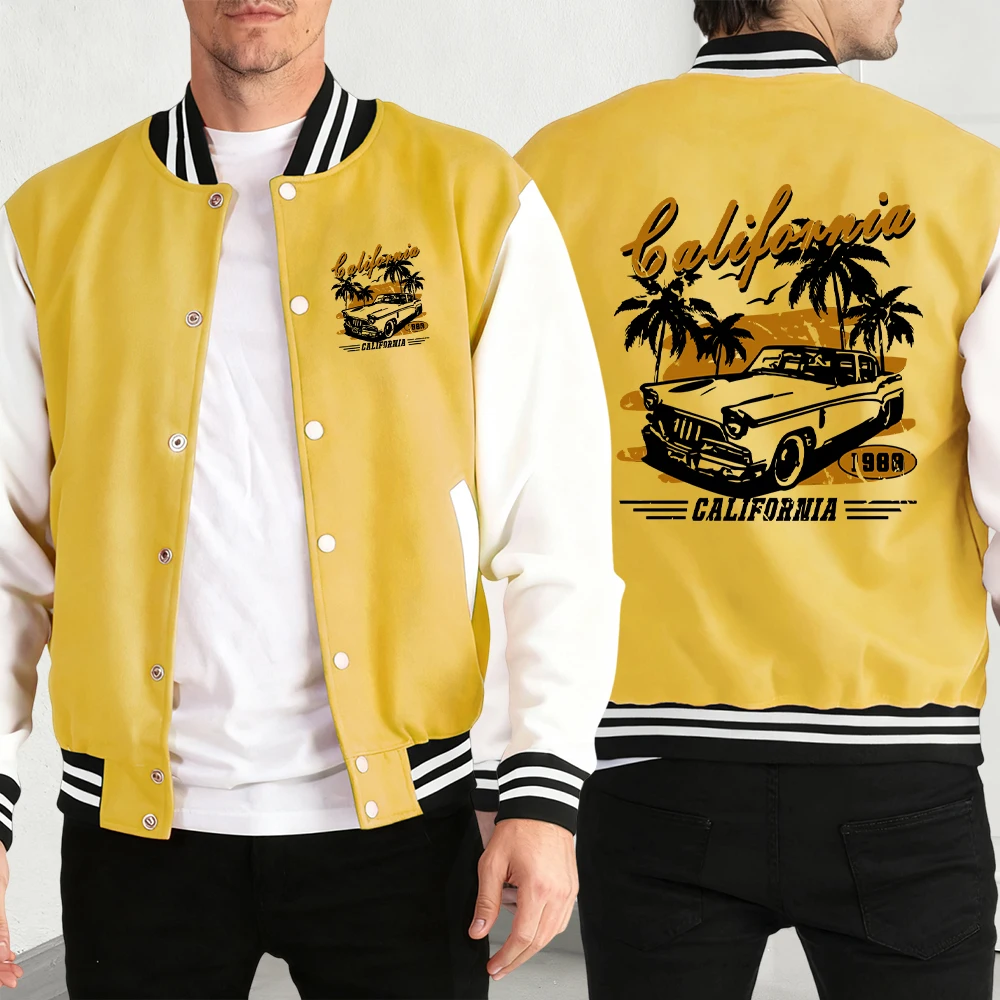 

Калифорния, спортивный автомобиль, спортивная одежда с принтом ладони, классические куртки с карманами, уличная модная мужская одежда, осенний свободный бейсбольный трикотаж
