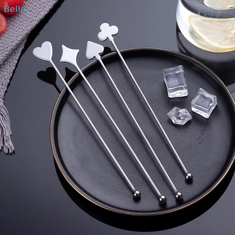 ♩Stainless Steel Stirring Stick Long Handle Bar Spoon Star Heart Shape Cocktail Stirrer For Coffee Milk Tea Home Cafe Decor 1PC