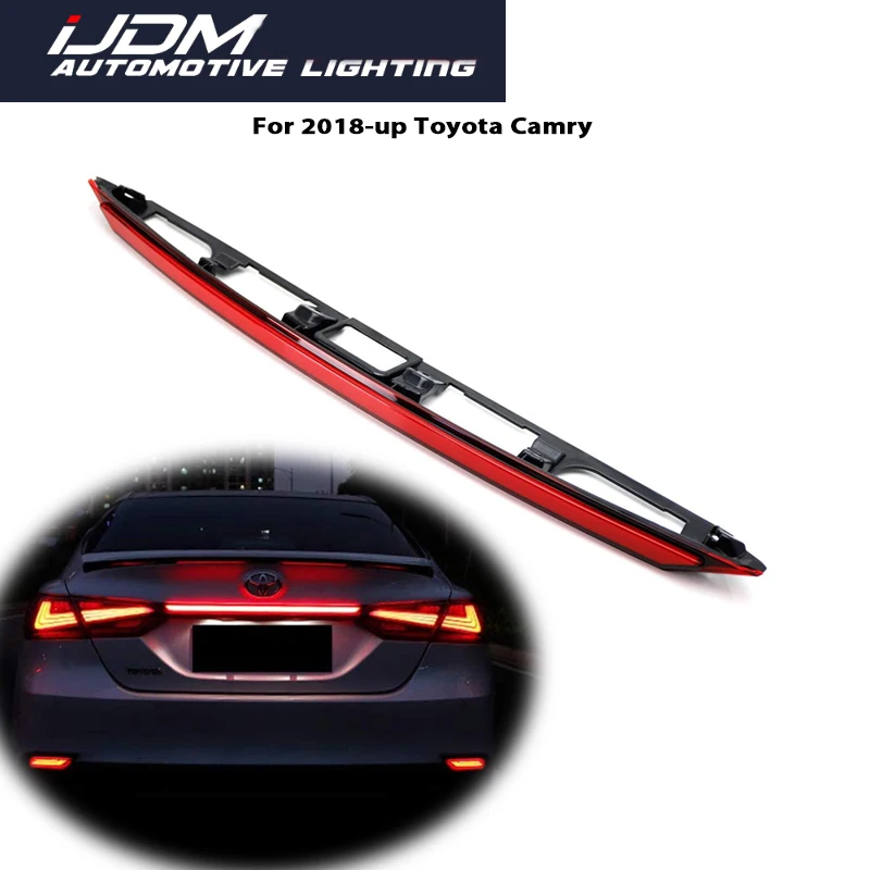 For Toyota Camry 2018-2020 Red LED Car Trunk Lid Trim Center Light Tail/Brake Rear Fog Light w/ Sequential Turn Signal Light 12V