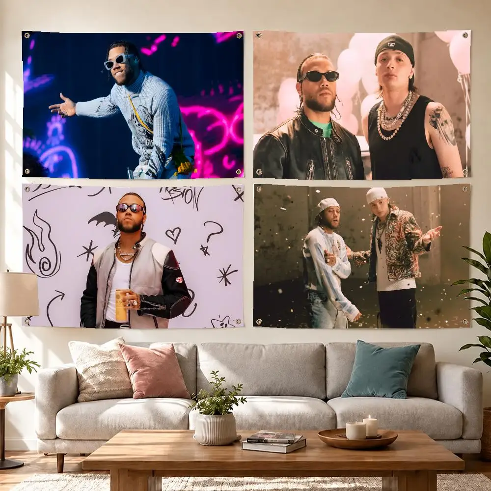 Hot Singer Jhayco Flags Concert Print Wall Hanging Art Banner, Indoor Outdoor Bedroom Home Decor Backdrop, Perfect Gift