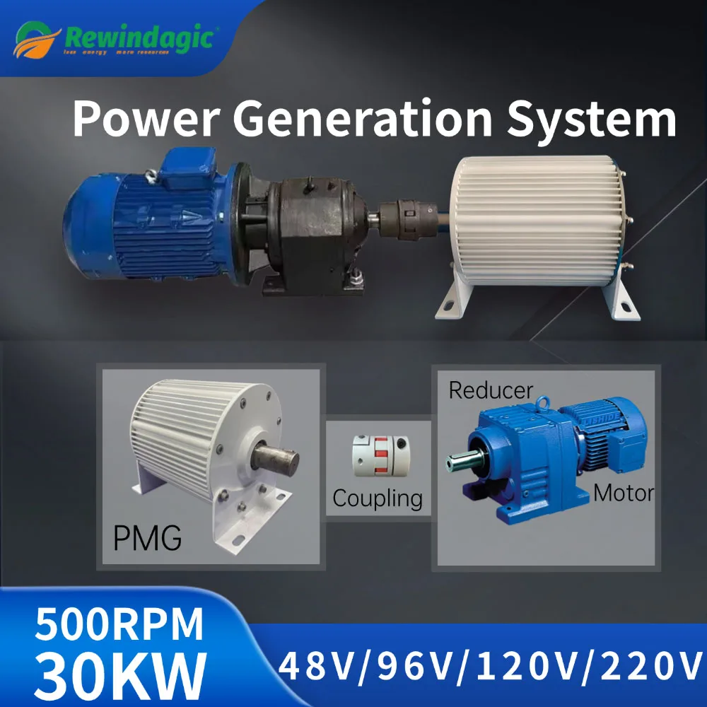 30KW 20KW Permanent Magnet Generator 220V 230V 380V 400 RPM Dynamo 220V Output Alternator Quiet Generator With Driving Motor