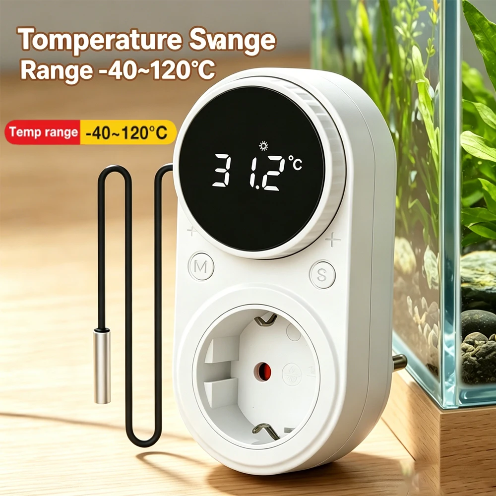 EU Plug 16A 230V Thermostat with Temperature Sensor Thermostat Knob Temperature Controller Timer Socket Countdown Timer Switch