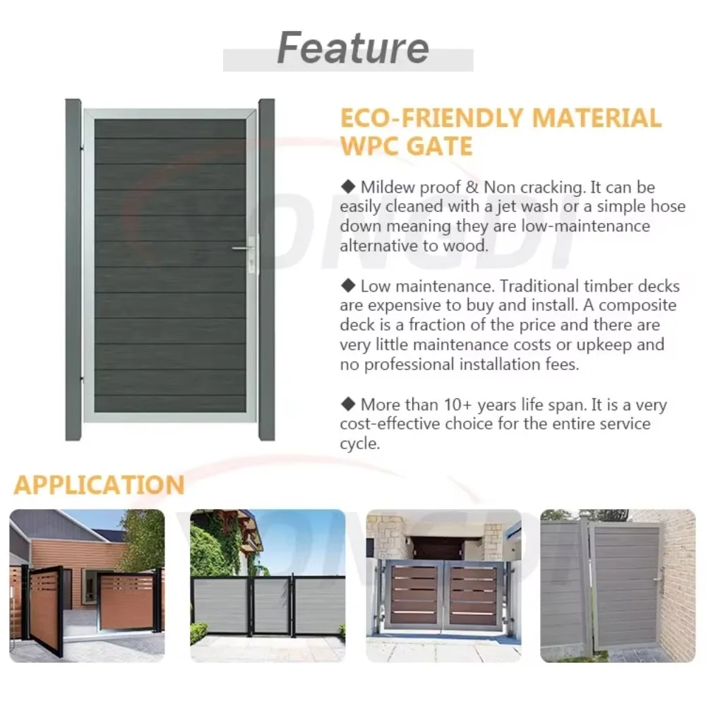 Exterior WPC WPC Gate Fence Electric Motor Aluminum Metal Entrance Horizontal Composite Wood Driveway Swing Sliding Garden Gate