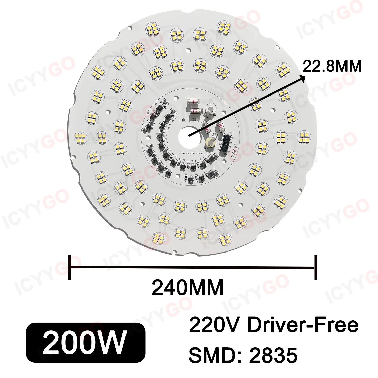 100W 150W 200W AC220V Driver-Free White Light UFO Flying Saucer Light Round PCB Board For Outdoor Arena Light Source Board image 6