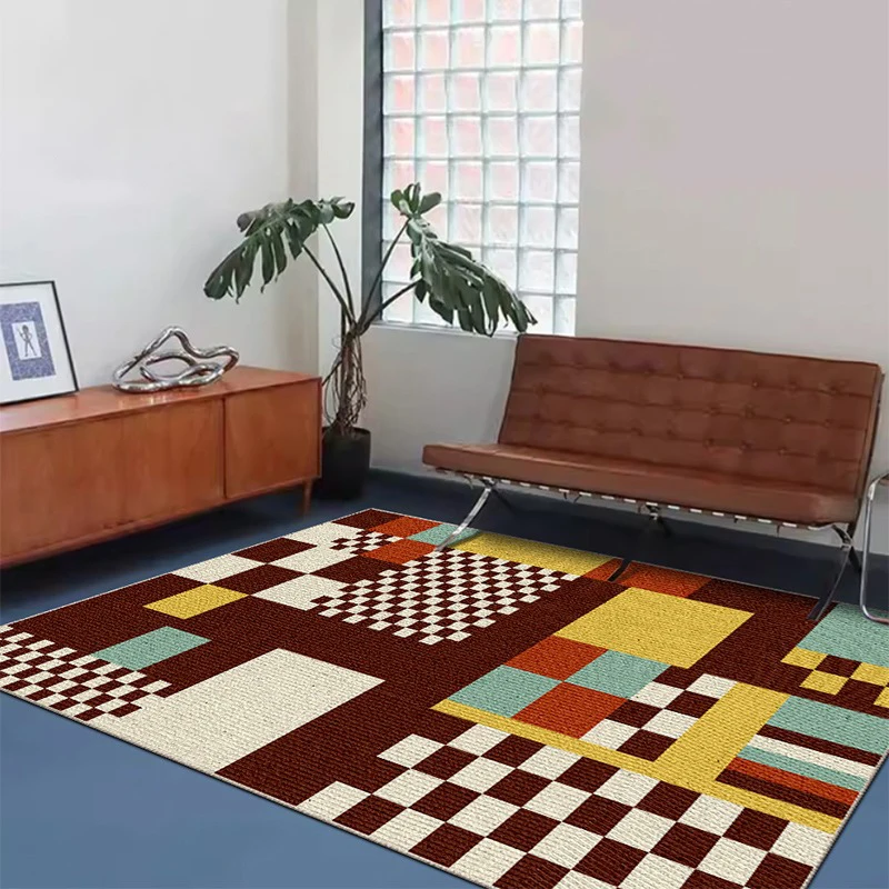 Rug for Living Room Large Area Carpet Bedroom Bedside Floor Mat American Retro Contrast Mosaic Carpets Home Decoration 거실 카펫