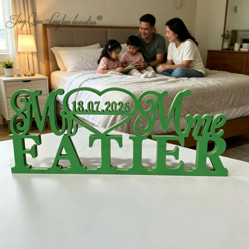 Customized Wooden Names Plaque Mr And Mrs with Dates Engraved Wood Wall Art Personalized Home Decor