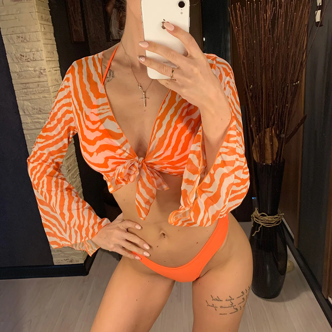 Neuer sexy Batik-Bikini, Damen-Badeanzug, dreiteiliges Bikini-Set, Neckholder-Badeanzug, Badebekleidung, Strandmode für Damen V1878P – Detail 19