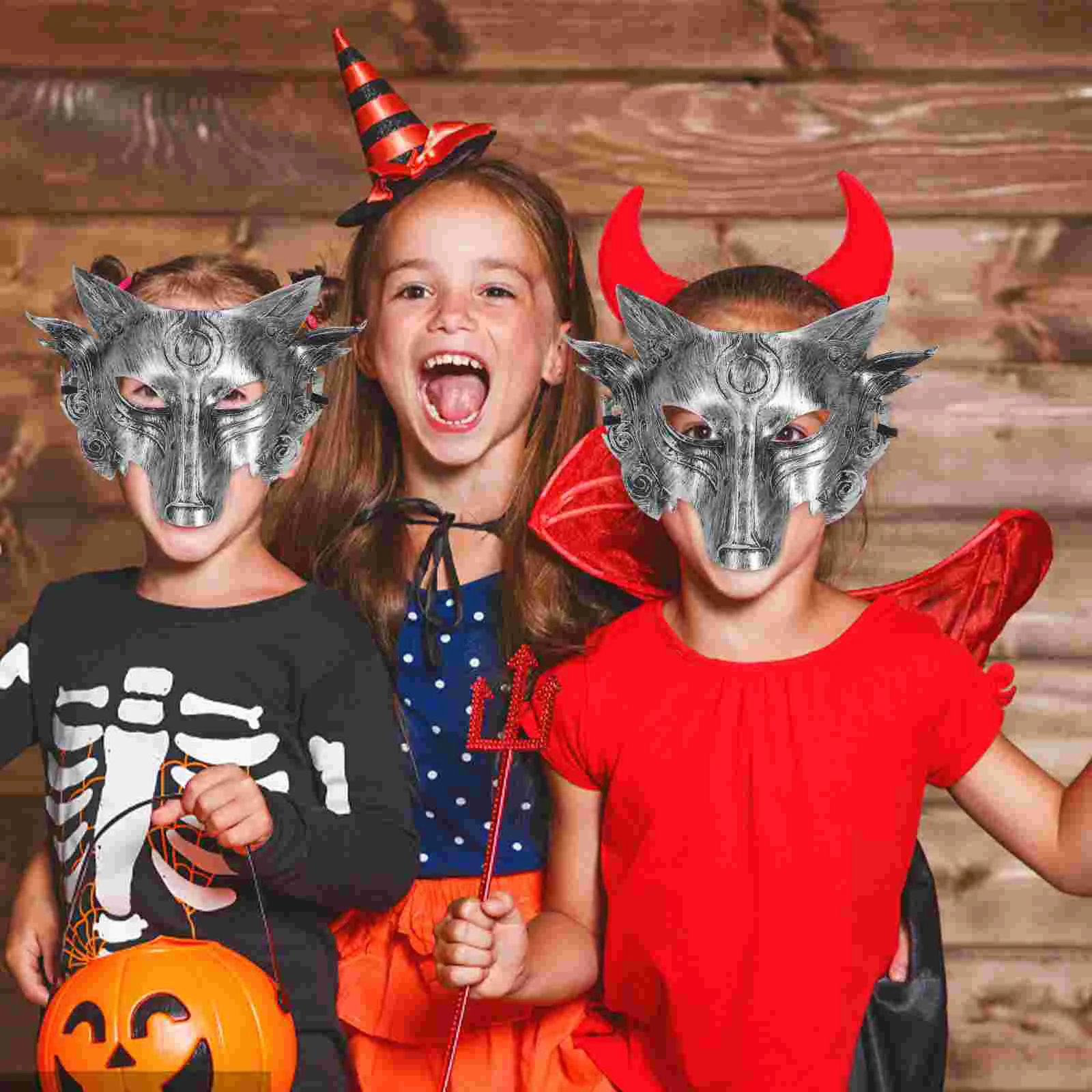 6 Pcs Wolf Head Mask Half Face for Adults Masquerade Halloween Costumes Realistic Cosplay Clothing Dress up