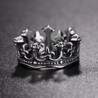 Classic Retro Crown King Ring Men Fashion Punk Simple Biker Ring for Men Women's Party Charm Accessories Decoration  Wholesale