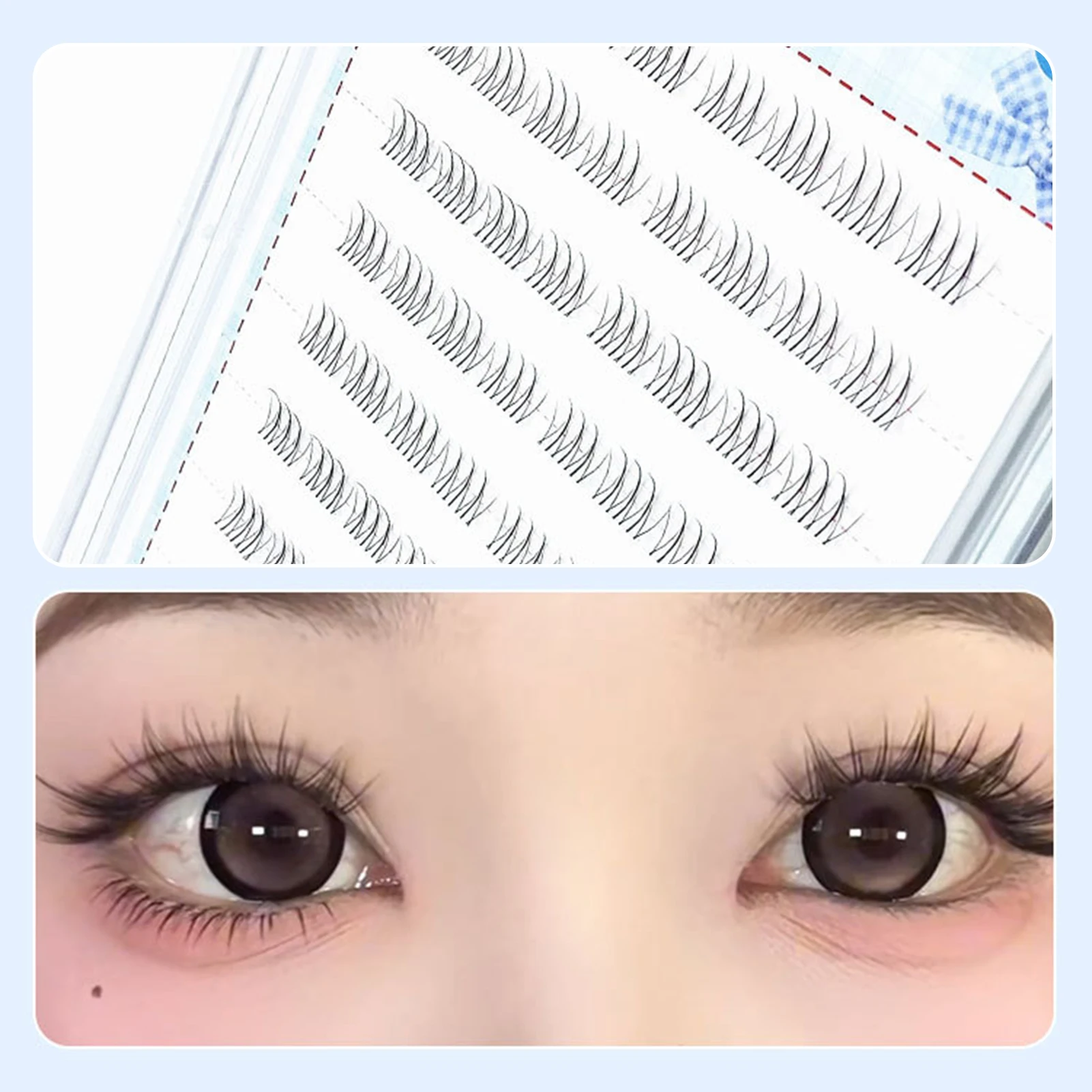 Cílios postiços sem necessidade de cola, clusters de cílios curtos e individuais, adequados para mulheres, ferramentas de maquiagem, presente