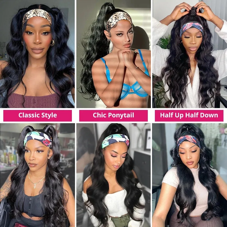 Deep Wave Curly Human Hair Wig Full Machine Made Half Wig Headband Wigs Curly Half Wigs Human Hair