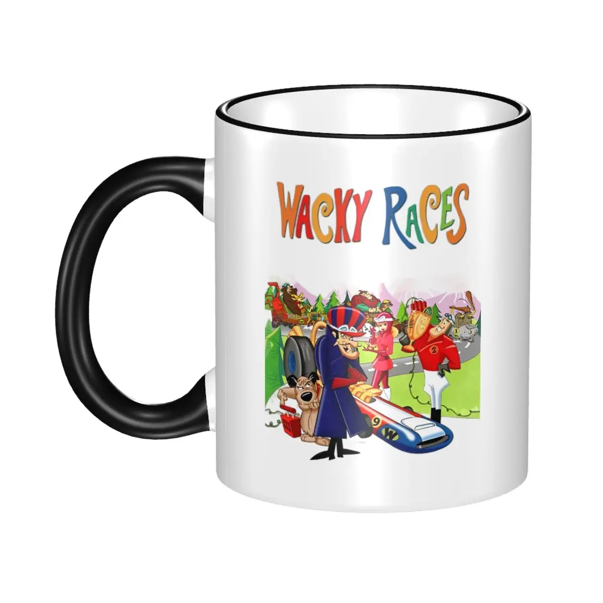 

Wacky Races Humor Gift Mugs for Woman Man Funny Coffee Cup Present for Office