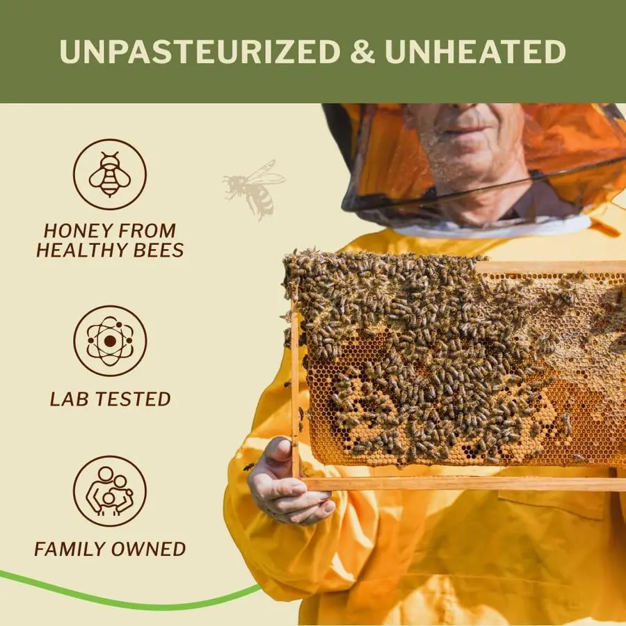 100 عسل الزهور البرية الكندية 6.6 رطل، أمبير غير ساخن، مغذي كريمي، مُحلي طبيعي مع إنزيمات سميكة أمبير نقية خام Unfi