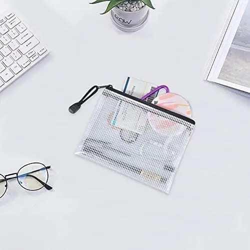 A3/A4/A5 Mesh Zipper Pouch Waterproof Plastic Document Pouch Multipurpose for Travel Storage Office Appliances Home Organize Bag