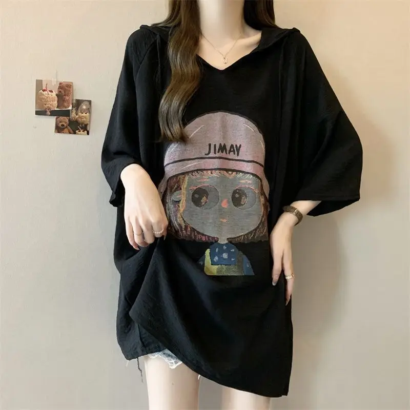 Women Summer Fashion Loose Large Size Appear Thin Cartoon O-neck Short Sleeve T-Shirt Women Clothes Casual All-match Top Tee