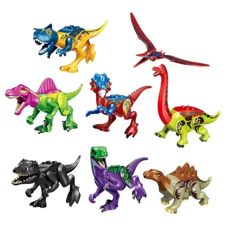 8pcs Dinosaur World Building Blocks Kids Assemble Toys Bricks Dinosaur Toy Pterosaurs Triceratops Figures Model Toy