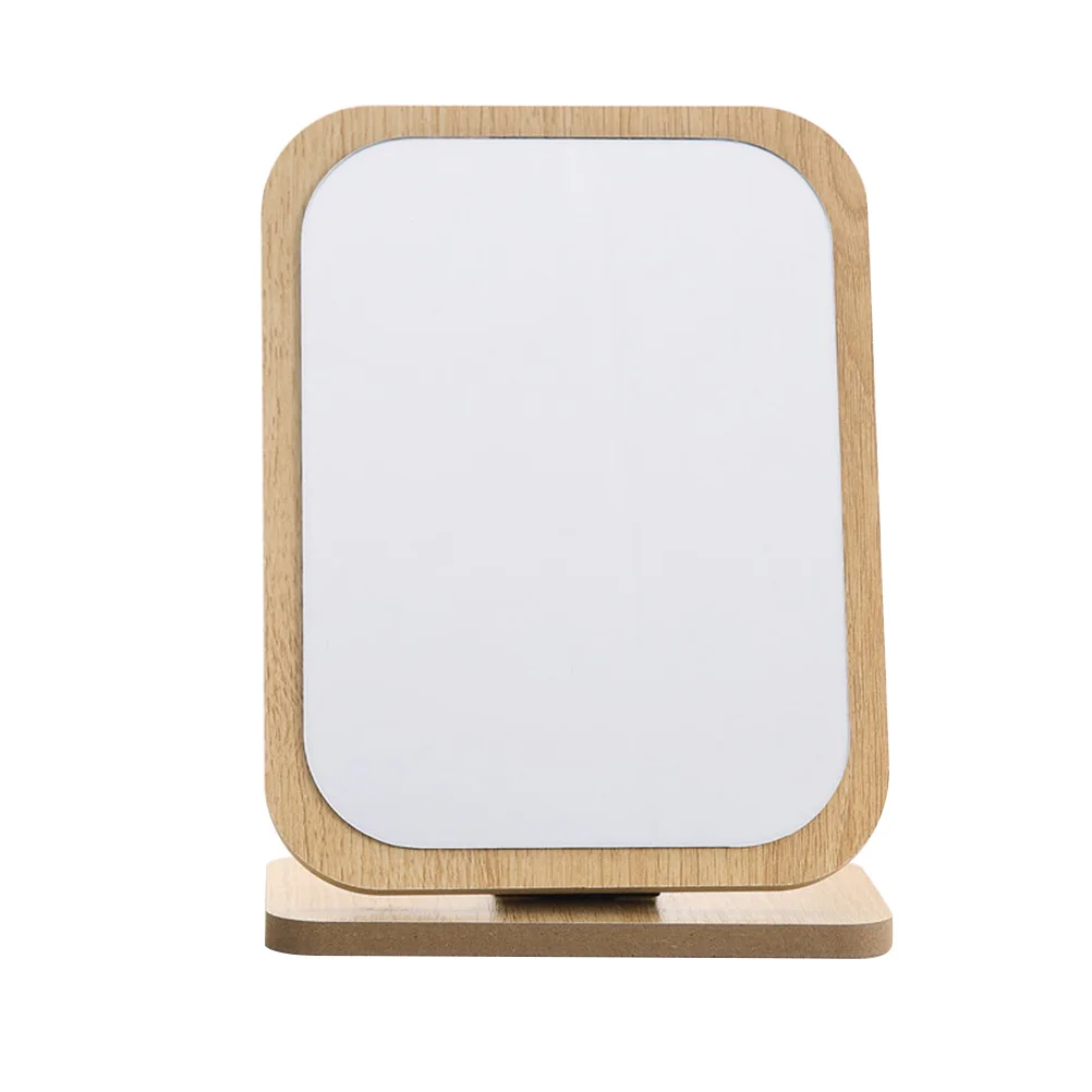 

1Pcs Vintage Style Makeup Mirror Wooden Frame Desktop Mirror Foldable Large Reflection Surface for Daily Grooming Use
