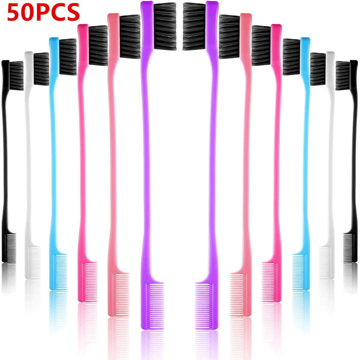 50 Pieces Hair Edge Brushes Double Sided Edge Control Hair Comb Brushes Eyebrow Brush for Women Girls Natural Styling Hair Edge