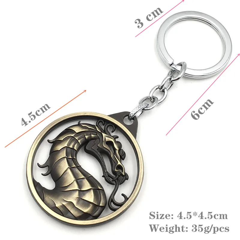 Mortal Kombat Keychain Fighting Game Dragon Jane Empire Pendant Vintage Metal Car Keyring llaveros Souvenir Jewelry Gift