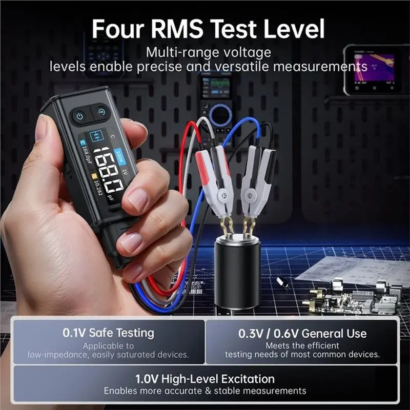 75STO-LCR-ST2 100K LCR ESR Meter 2-In-1 Digital Tweezers Bridge Inductance Resistance Tester Portable Smart Component Analyzer
