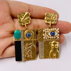 Vintage Personality Geometric Devil's Eye Stud Earring Asymmetric For Women Jewelry Accessory Gifts
