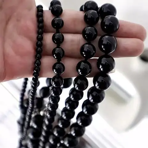 4/6/8mm 패션 빈티지 블랙 진주 초커 여성을위한 간단한 아크릴 페르시 체인 목걸이 쥬얼리 액세서리 여성 선물