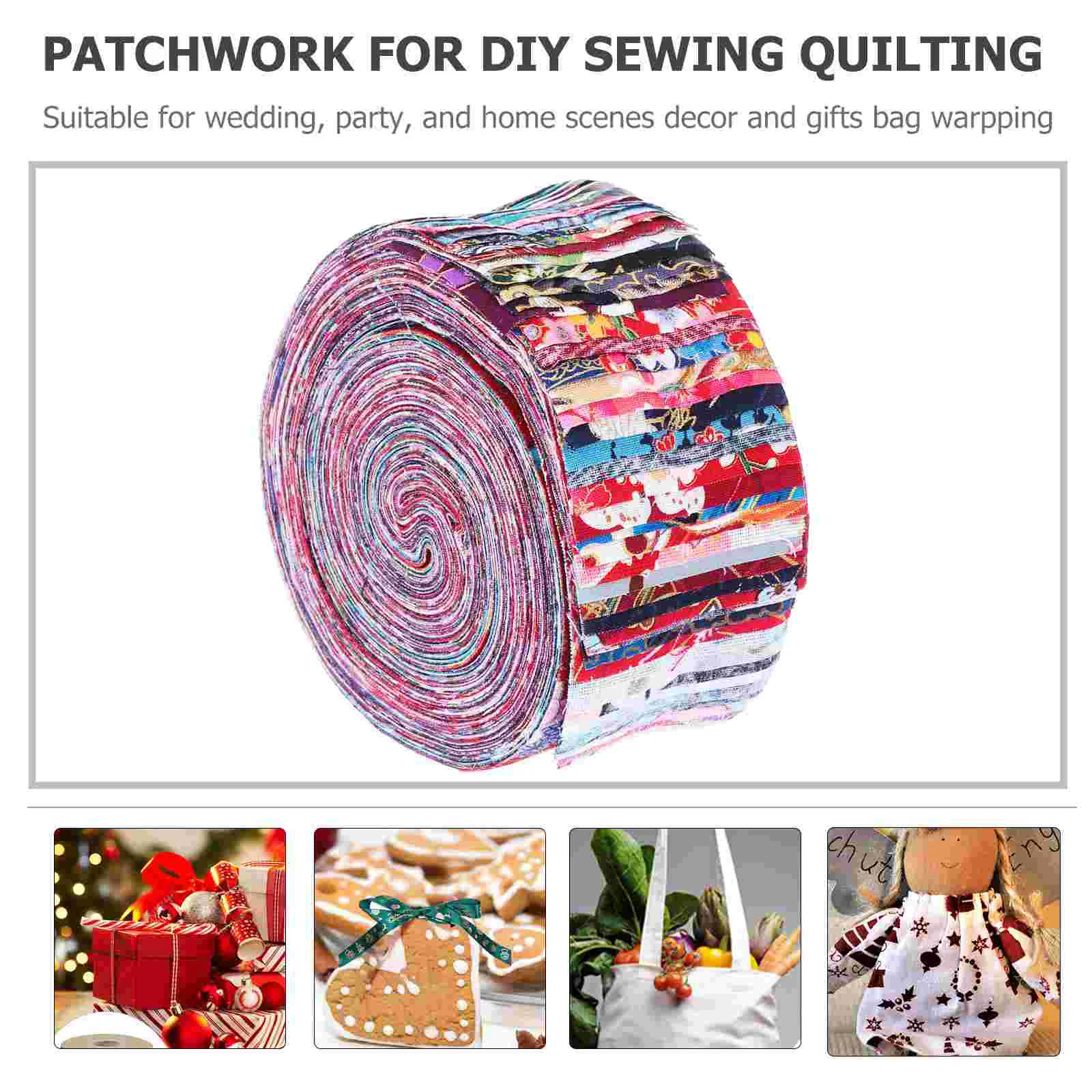 Healifty Cotton Fabric Quilting Strips Christmas Fabric Patchwork Craft Sewing Colorful