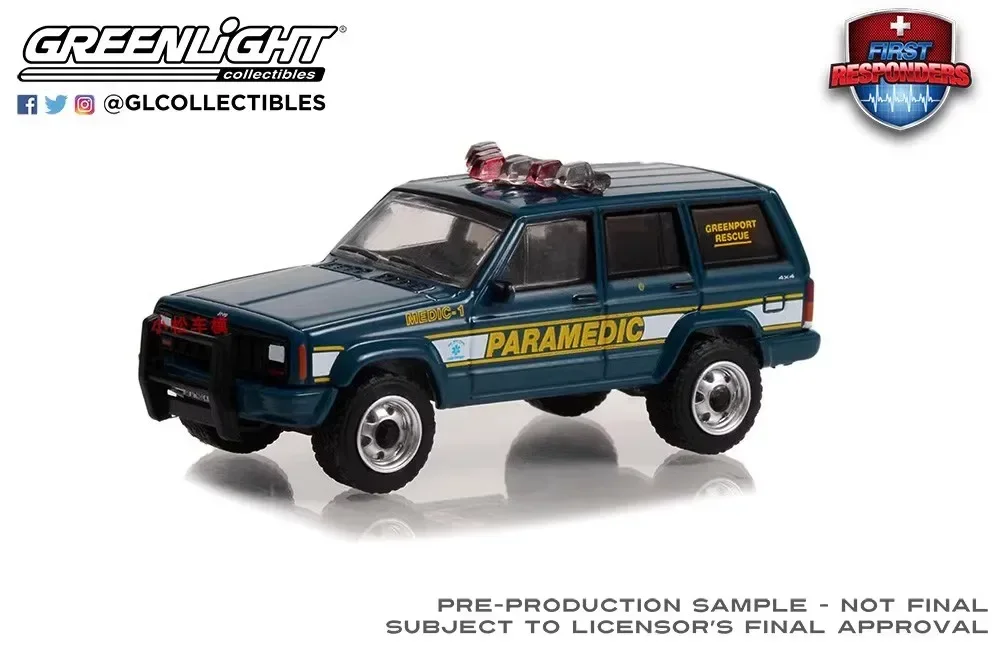 

GreenLight 1:64 1998 Jeep Cherokee Greenport Rescue Squad Фельдшер Литая под давлением модель автомобиля из металлического сплава, игрушки для коллекции подарков