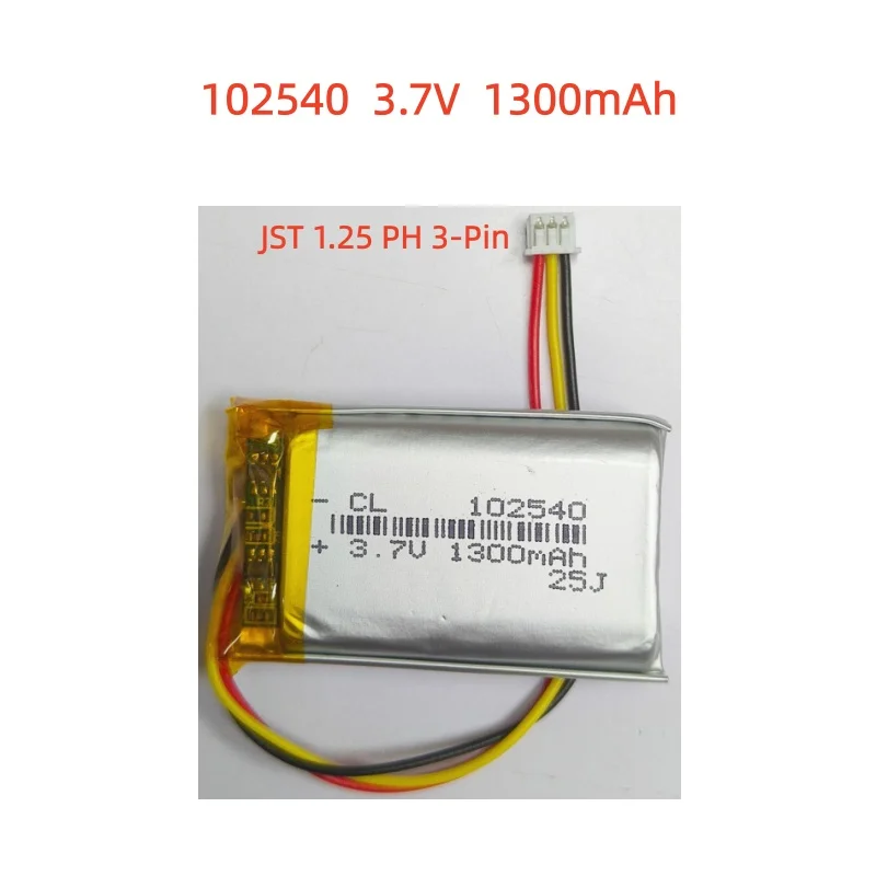 

3.7V 1300mAh 102540 Lithium Polymer Rechargeable Battery JST 1.25mm 3pin connector For GPS Corsair Void Pro