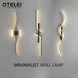 Long Strip LED Wall Lamp Modern Remote Control Dimming Living Roomdecor Wall Lamp Background Bedroom Bedside Home LED Lighting