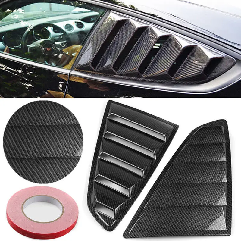 For Ford Mustang 2015 2016 2017 2018 2019 2020 Car Accessories Rear Window Louver Shutter Cover Side Vent Blinds Trim Sticker