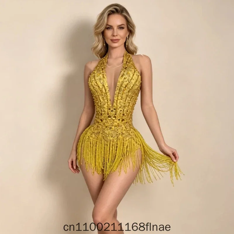 robe-de-danse-latine-pour-femmes-robe-rose-a-col-en-v-profond-a-franges-en-maille-perlee-costume-de-scene-pour-chanteuse-tenue-de-competition-pour-modele-vetements-de-danse