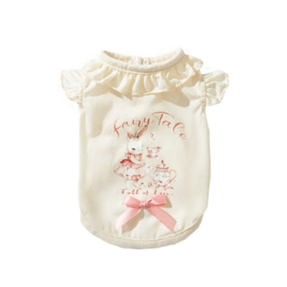 Bulldogs Breathable Dog Vest Cute Rabbit Pattern Cat Dog Frill Tops Soft Pet Clothes Summer
