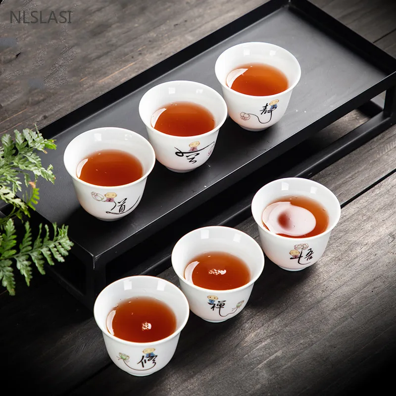 

6pcs Dehua Ceramic Tea Cup Set Home White Porcelain Tea Set High-quality Beauty Master Cup Customized Portable Tea Accessories