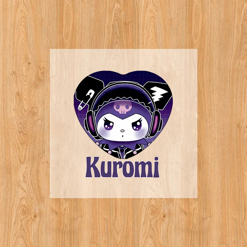 Sanrio Kuromi Patches Clothing Heat Transfer Stickers Anime Printed T-Shirt Ironing Patch Decals Stickers Boys Girls DIY Clothes