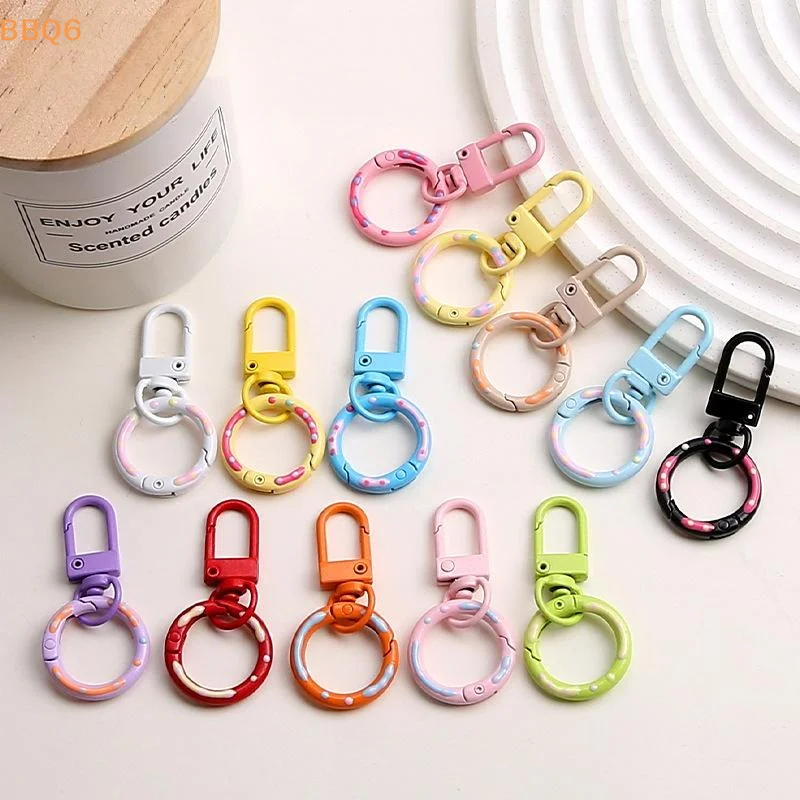 *5/10/20Pcs Keyring Lobster Clasp Spring Buckle With Buckle Colored Keychains For DIY Jewelry Making Key Ring Hooks Bags Buckle