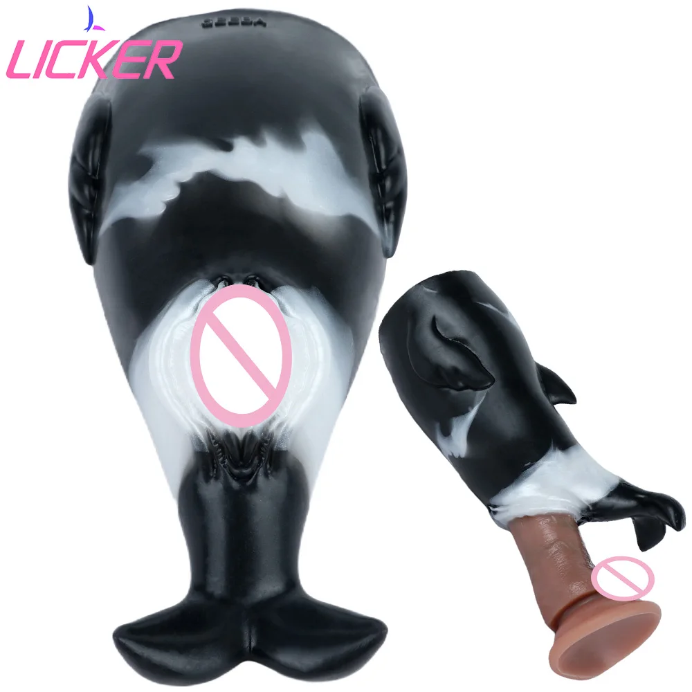 LICKER Fantasy Whale Tail Model Silicone Male Masturbators Realistic Textured Vaginal Pocket Pussy Stroker Sex Toys For Men 18+