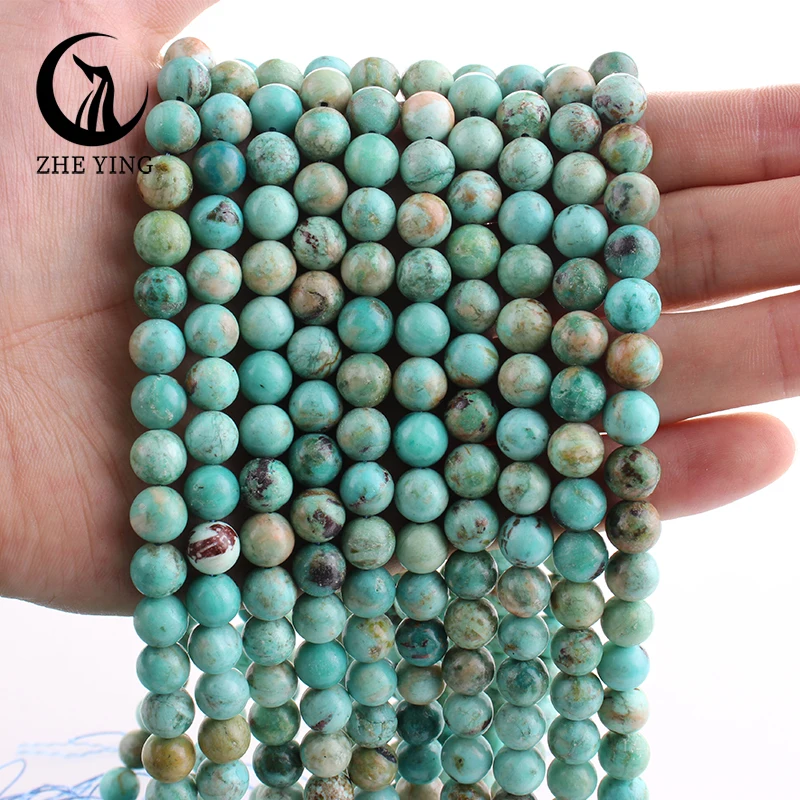 Top Quality Natural Peruvian Turquoise Beads Round Loose Gemstone Beads For Jewelry Making Bracelets Necklace DIY Accessories